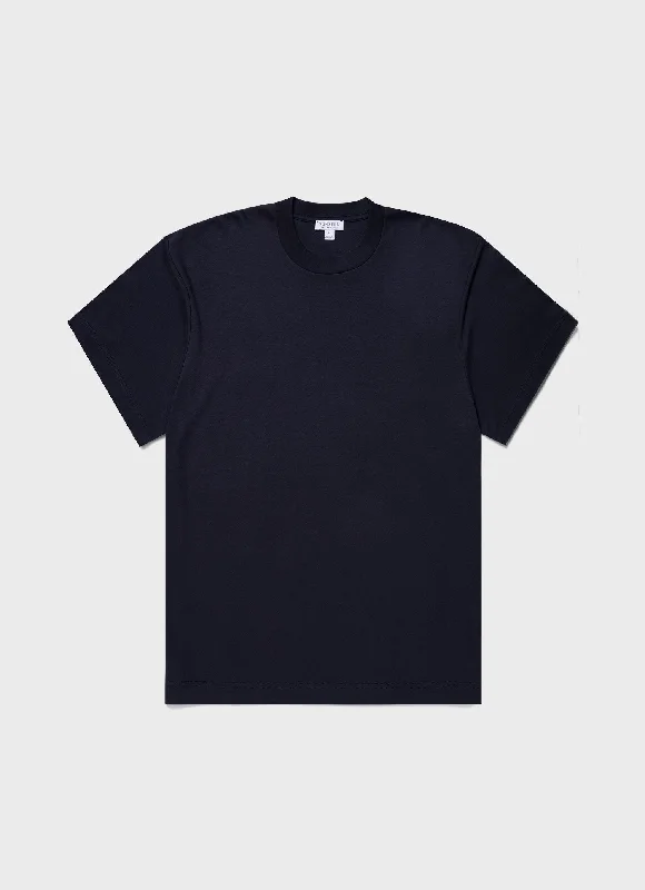 Men's long - sleeve henley t - shirts with button - down placketsMen's Oversized Heavyweight T-shirt in Navy