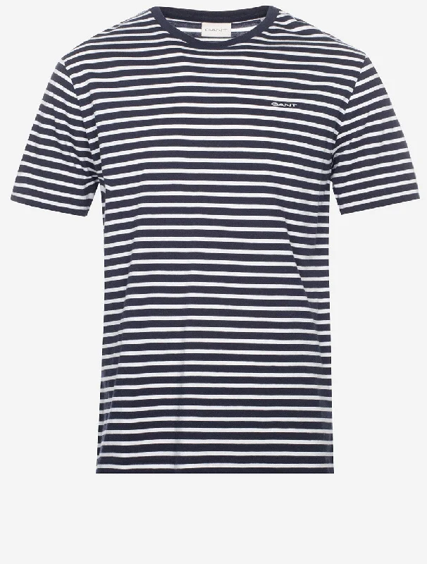 Men's ribbed t - shirts with a textured finish for added styleStriped T-Shirt Evening Blue