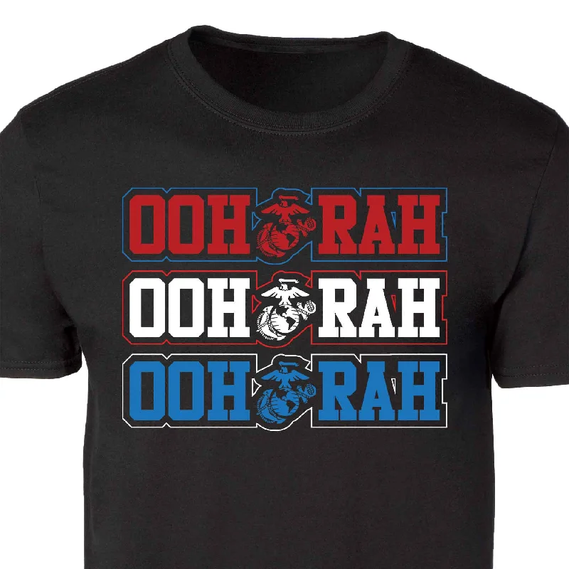 Men's ribbed t - shirts with a textured finish for added styleRed, White, & Blue Oohrah T-shirt