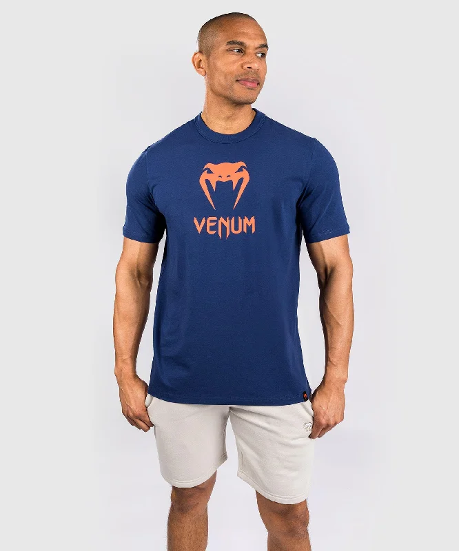 Men's ribbed t - shirts with a textured finish for added styleVenum Classic T-Shirt - Navy Blue/Orange