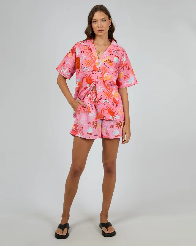 Men's floral print silk blend shorts for a unique night - out lookAll About Eve Tyra Short Pink