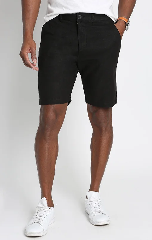 Men's neon - colored athletic shorts for high - visibility workoutsBlack Linen Blend Short