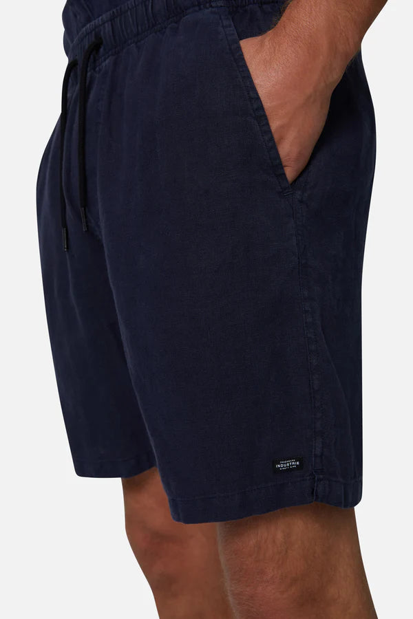 Men's button - fly denim work shorts for durability on the jobIndustrie - The Marina Linen Short - Dark Navy