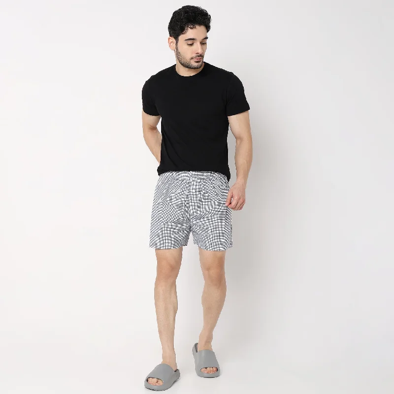 Men's elastic waistband lounge shorts for lazy weekends at homeMid Rise Boxers Shorts